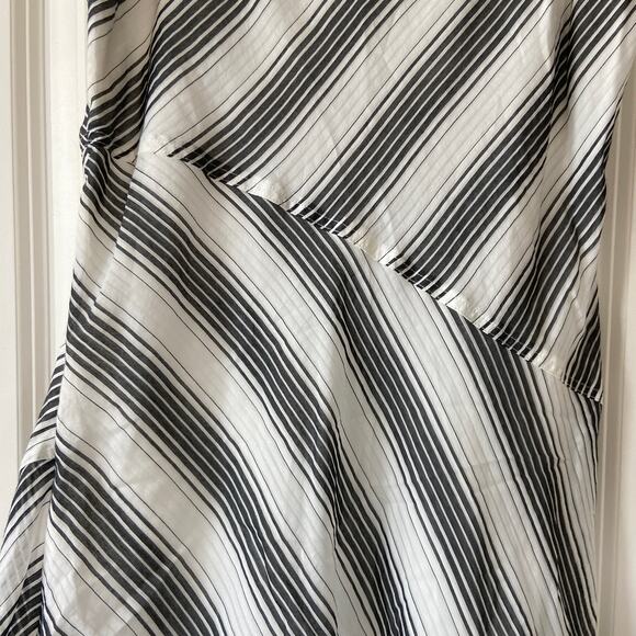 Theory Women's Size 8 Black & White Spaghetti Strap Striped Summer Athens Dress - Picture 11 of 12